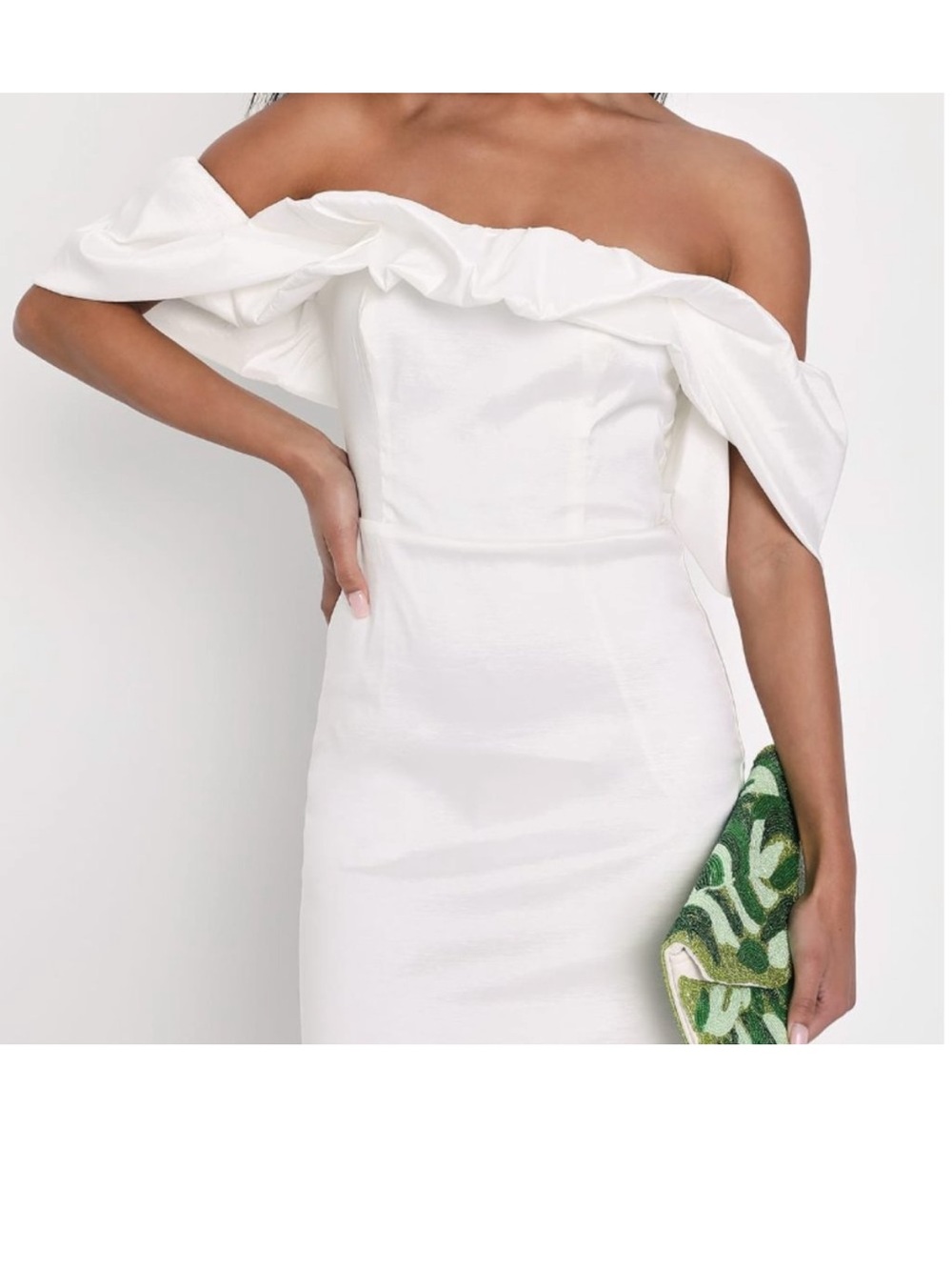 Lulus Fanciful Feat Taffeta Off The Shoulder Mini Dress Size Large